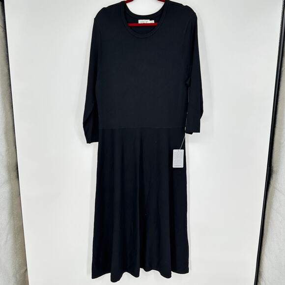 Eliza J Fit and Flare Knit Sweater New Modest Midi Dress in Black Womens XXL - Picture 1 of 13